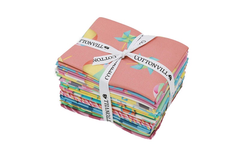COTTONVILL EMANON Summer Daze 20COUNT Cotton Print Quilting Fabric (Precuts, Quarter 18pc) - Image 1